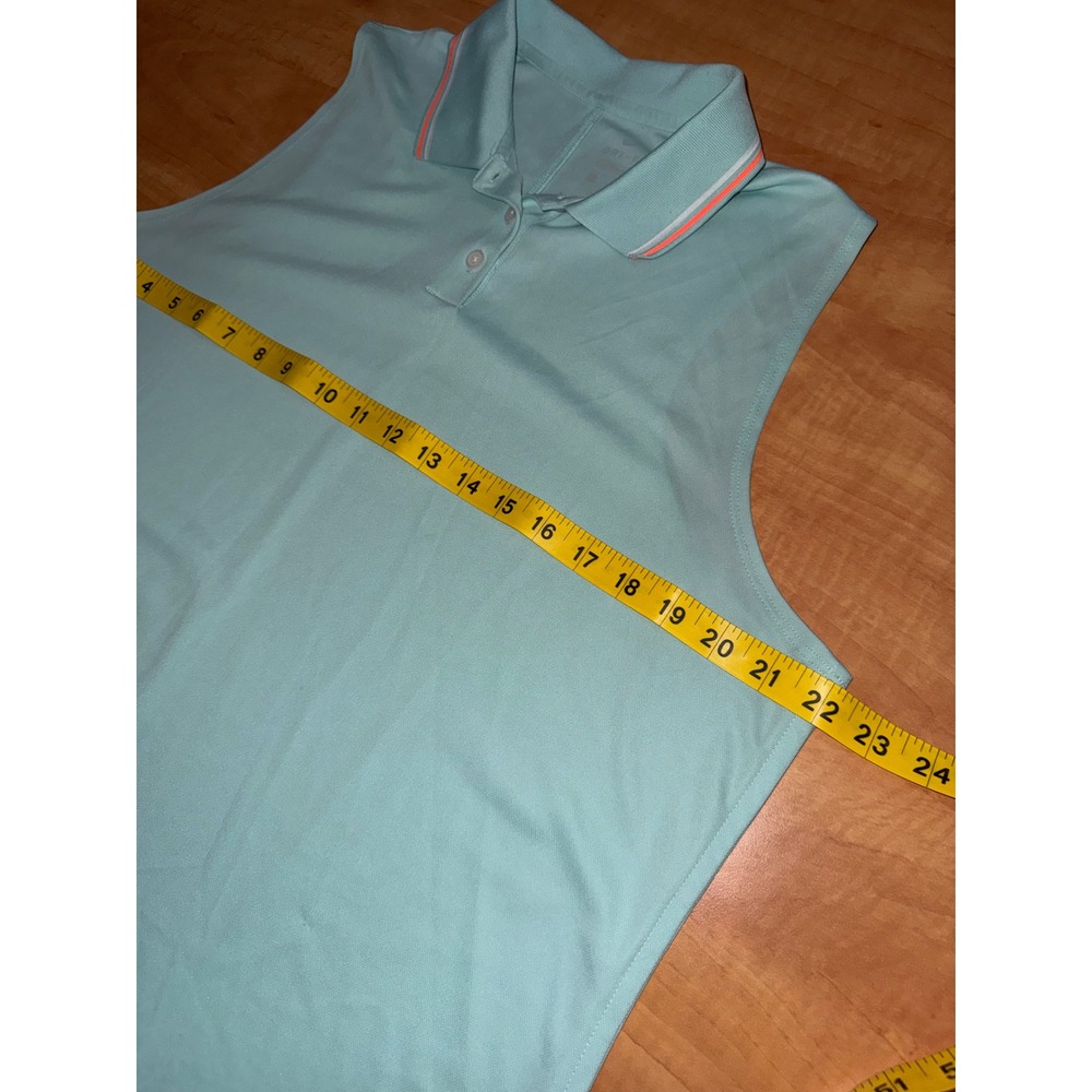 Nike Dri-FIT Sleeveless Golf Polo Shirt Aqua Blue Orange Trim Womens XL - Picture 6 of 7